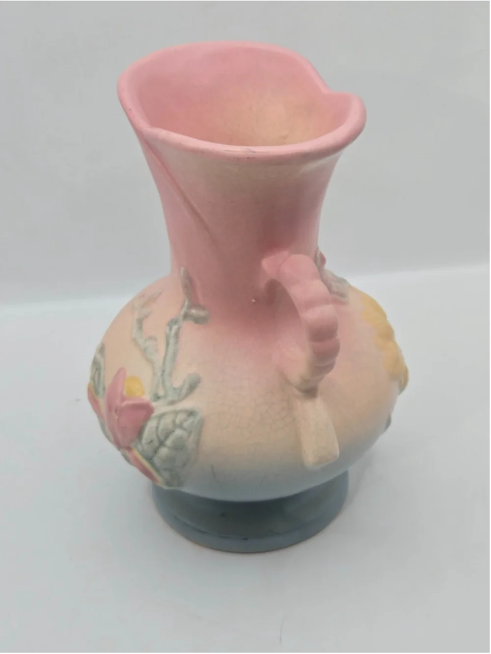 Vintage Hull Art Pottery Magnolia Vase 15-6 1/4 Pink Blue Matte 1940s USA
